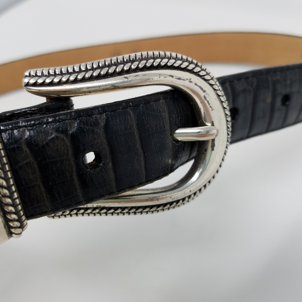 Brighton Black Alligator, Crocodile Embossed Leather Belt, ML, 32 - Picture 6 of 10